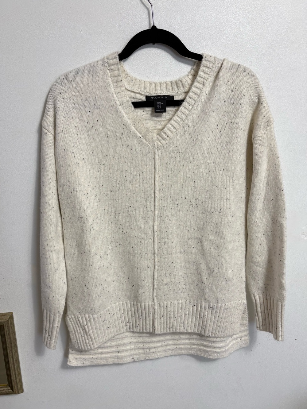 Ivory Speckled V-Neck Sweater